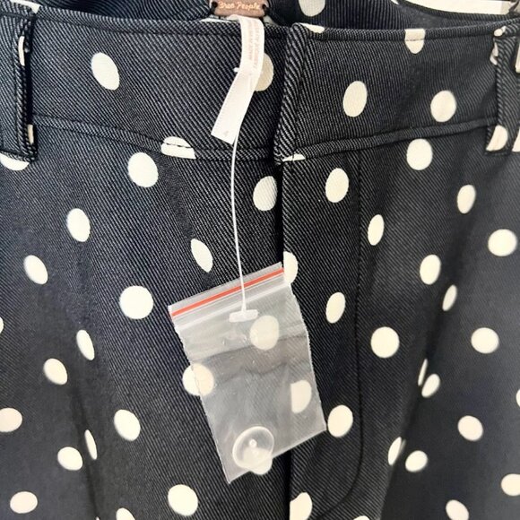 FREE PEOPLE WOMEN'S molly polka dot slim pants dark blue Size 4 NEW - Picture 7 of 9